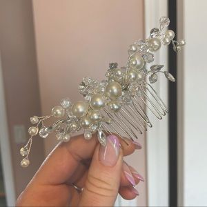 Bridal hair comb rhinestone diamond Pearl beads